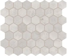 Metric White 2×2 Hexagon Mosaic Matte