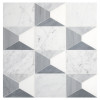 Pietra Visivo Collection Thassos Select Polished, Italian Carrara Light Select Polished, Italian Carrara Dark Select Polished, Bardiglio Light Polished, And Bardiglio Imperiale Polished 8×12 Preston’s Peaks Mosaic Polished
