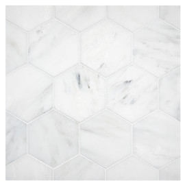 Fine Mosaic Works Asian Carrara Ultra Premium Honed 3½” Hexagon Mosaic Honed