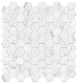 Bianco Venatino 1 1/4″ Hexagon Mosaic Honed