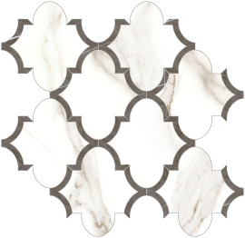 Mayfair Calacatta Oro 12×12 Arabesque Mosaic Polished