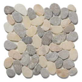 Random Series Sterling Grey & Quartz Jg 12×12 Cobbles Mosaic Tumbled