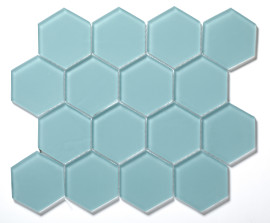 Glass Essentials Azure 3″ Hexagon Mosaic Matte