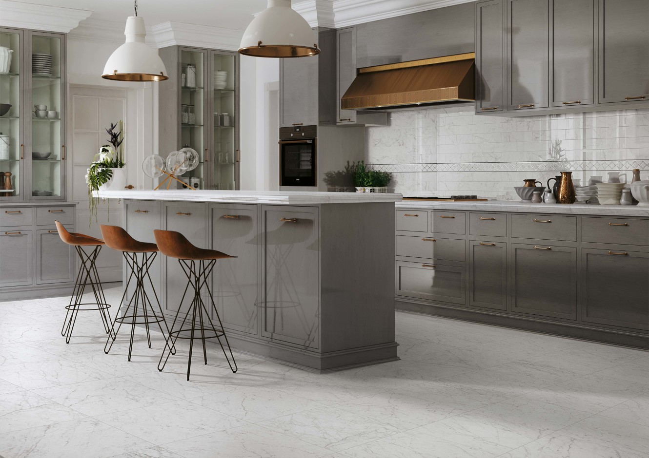 Eon Carrara Brick 3x12, Listello and 24x24