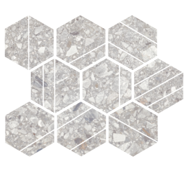 Santiago Light Gray 4″ Deco Hex Mosaic Rectified