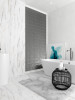 Fez Steel 2.5x5 Gloss and Love Affairs Calacatta Strip 4x20