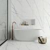 Beyond Calacatta Ocean White 24x48, Picket Mosaic and 2x2 Mosaic