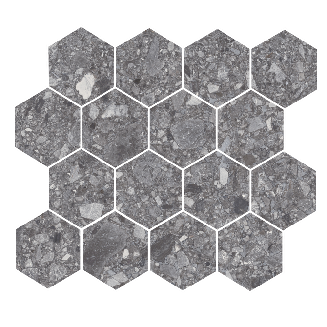 Santiago Dark Gray 3″ Hexagon Mosaic Rectified