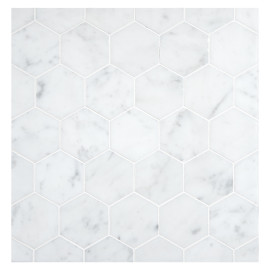 Stone Mosaic Collection Italian Carrara Light Select Polished 2″ Hexagon Mosaic Polished