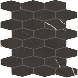 Alta Black 2×3 Linear Hexagon Mosaic Matte