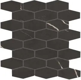 Alta Black 2×3 Linear Hexagon Mosaic Matte