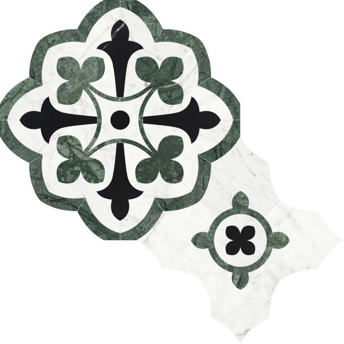 Waterjet Stone Mosaics Pine 16×16 Fleur Mosaic Polished