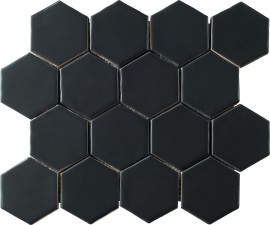 Artistic Reflections Onyx 3″ Hexagon Mosaic Matte