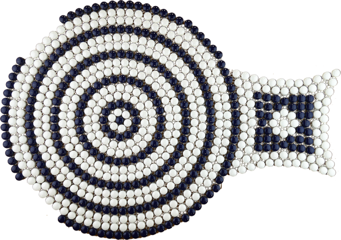 Bijoux White Gloss And Navy Gloss 19×12 Riviera Mosaic Gloss