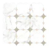 Olynthos Calacatta, Cremonezia, And Smoke 12×12 Martinique Mosaic