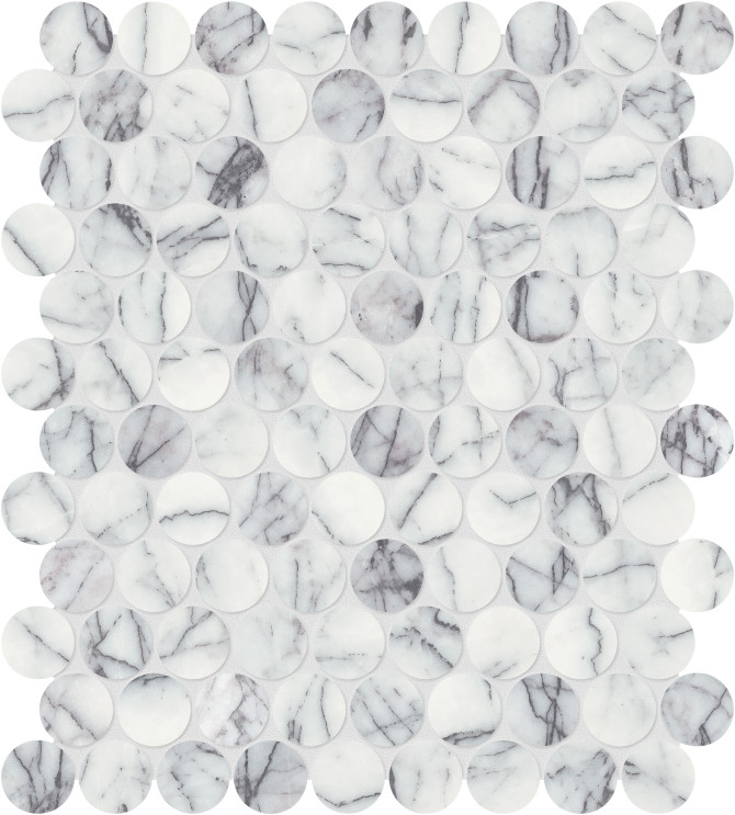 Lilac Volta 1-1/4 Penny Round Mosaic Honed