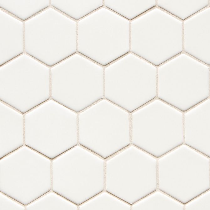 6th Avenue White 2×2 Hexagon Mosaic Matte