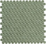Hexes And O’S Gray 3/4″ Penny Round Mosaic Glossy