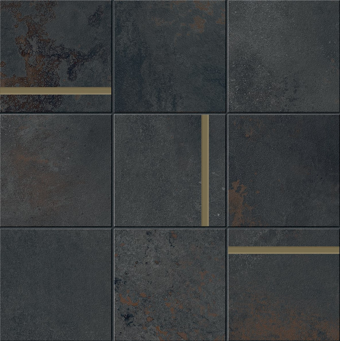 Alchemy Magnet 4×4 Mosaic Matte with Brass Rods Rectified