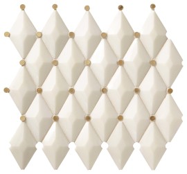 Castellina White And Brass 13×12 Harlequin Mosaic Polished