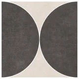 Shapes Midnight & Ivory 23×23 Moon Decorative Tile Matte