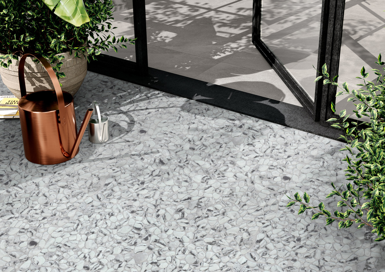 Aquata Gray Random Pebbles Mosaic