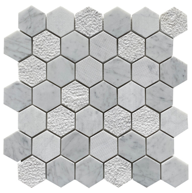 Frio White 2″ Hexagon Mosaic