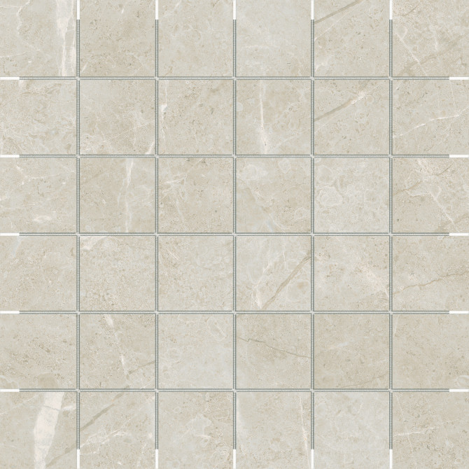 Close-up of Chateau Wheatfield 2×2 mosaic matte tile with realistic marble detailing
