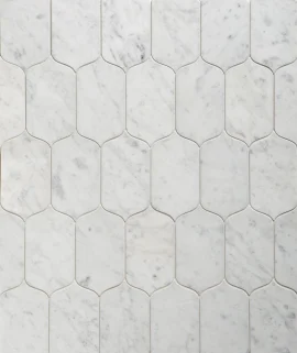 Jet Set Carrara 10×10 Lantern Mosaic Honed