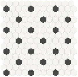 Nantucket Black 1″ Hexagon with Insert Mosaic Matte