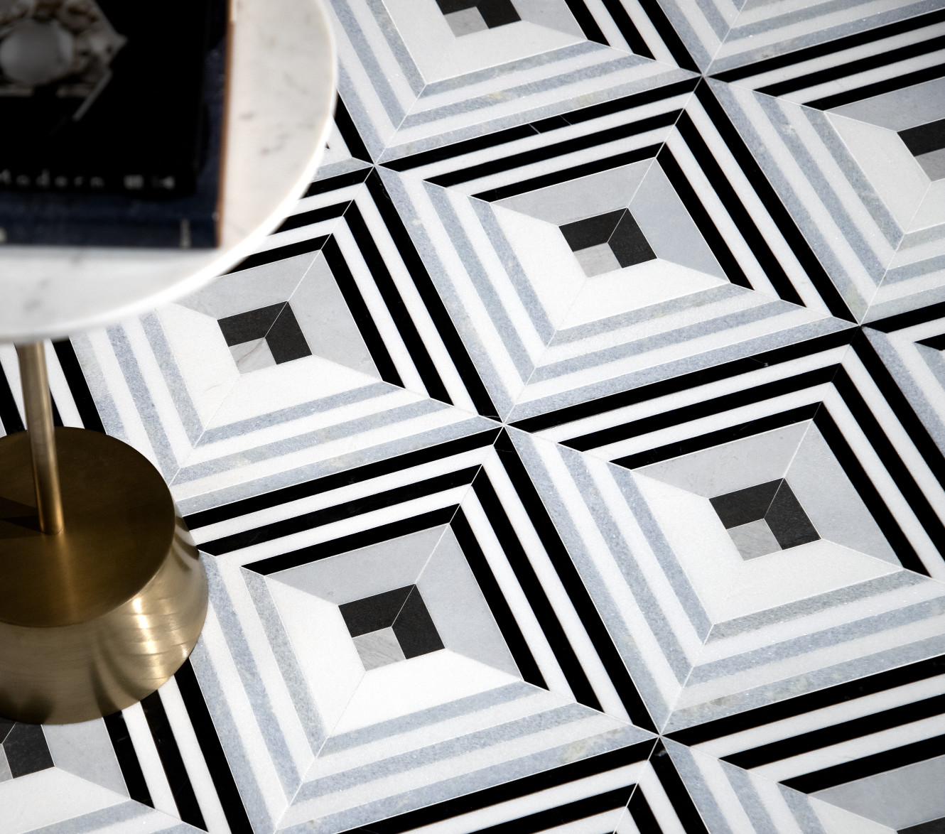 pART Deco Celeste Modique, Obsidian Modique and Pietra Visivo Fordam Focal