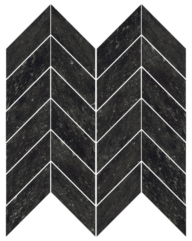 Concert Black 12×12 Chevron Mosaic Matte