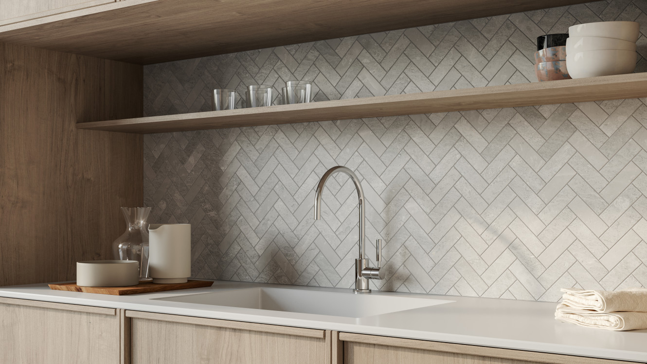 Anciano Grigio 1x4 Herringbone Mosaic