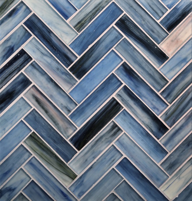 Tozen Tanzanite 1×4 Herringbone Mosaic Silk