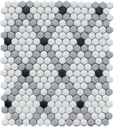 Cafe White Matte, Paris Gray Matte, And Black Matte 9×11 Rhomboid Mosaic Matte