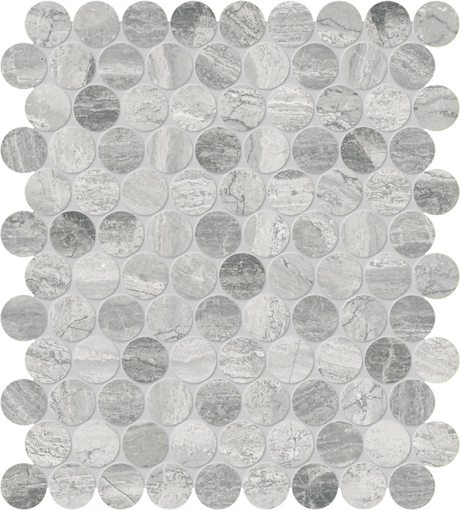 Volcana Notte 1″ Penny Round Mosaic Honed
