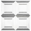 Pietra Visivo Collection Thassos Select Polished, Bianco Dolomiti Select Polished, And Wood Vein Blue Polished 6×6 Regal Square Mosaic Polished