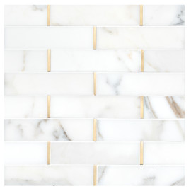 Specialty Mosaic Collection Calacatta Gold Polished And Matte Brass 9×12 Touch of Brass Mosaic Polished