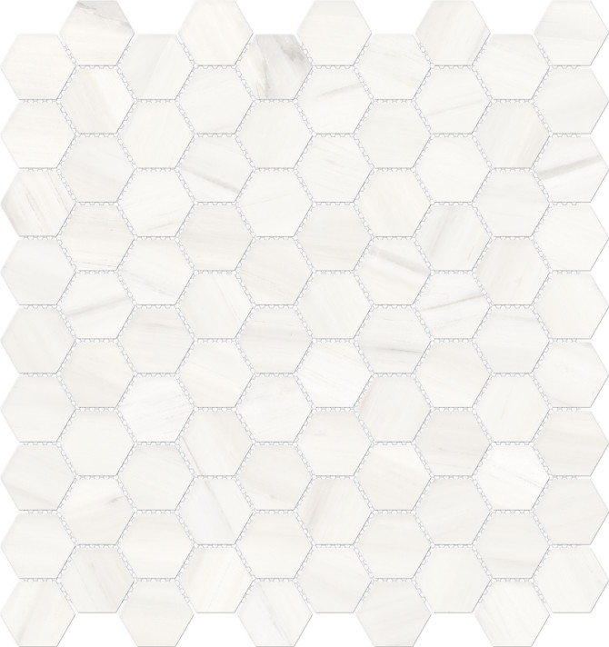 Caspar White 1-1/4″ Hexagon Mosaic Polished