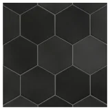TrueTones Porcelain 16 Shades Of Black  Matte 5-1/2″ Hexagon