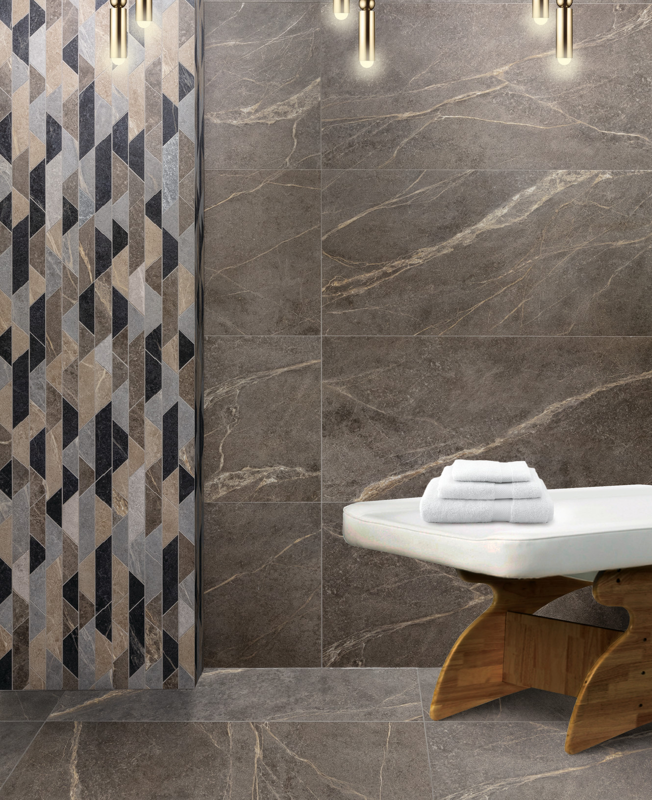 Soap Stone Coffee 12x24 and Mix Mosaic