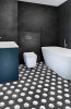 Pietra Visivo Basalto, Thassos Select, Morning Blue and Italian Carrara Dark Select Spacial Cubist