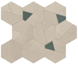 Boost Pro Cream With Blue 10×11 Hexagon Mosaic