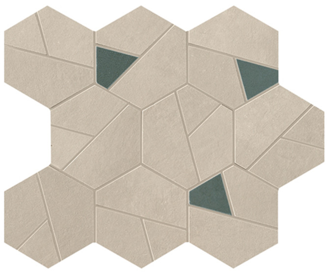 Boost Pro Cream With Blue 10×11 Hexagon Mosaic