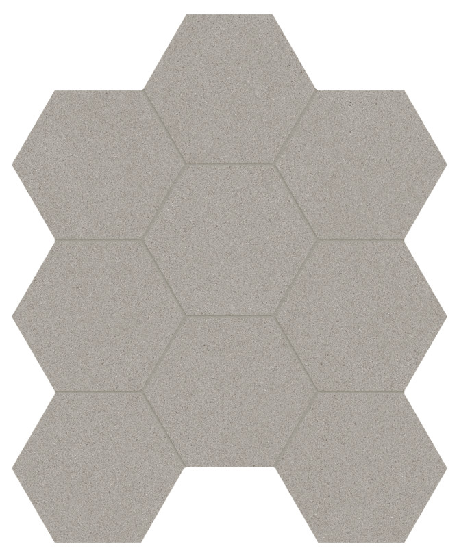 Serena Pewter 4″ Hexagon Mosaic Organic Matte