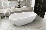 Breccia Silver 12x24 and 3x12, and White 2x2 Mosaic