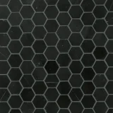 Tribeca Basic Black 1 1/4″ Hexagon Mosaic Honed