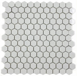 Mosaics White 1″ Hexagon Mosaic Gloss