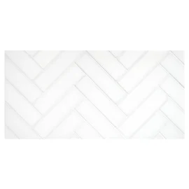 Fine Mosaic Works Thassos Select Polished 1×4 Herringbone Grande Mosaic Polished Fine Mosaic Works Thassos Select Polished 1×4 Herringbone Grande Mosaic Polished