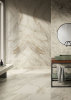 Anima Ever Apuan Gold 47x109 Polished, 24x47 Matte and Esagona Mosaic 11x13 Polished